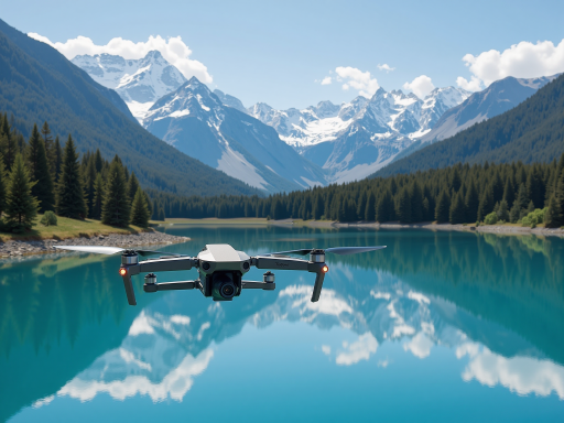 湖泊航拍全景图,清澈湖水倒映天空,周围绿树环绕,展现宁静自然之美